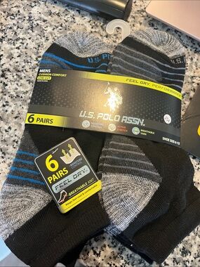 U.S. Polo Assn. Low-Cut Athletic Socks in Black, Gray & Blue (6-Pack)